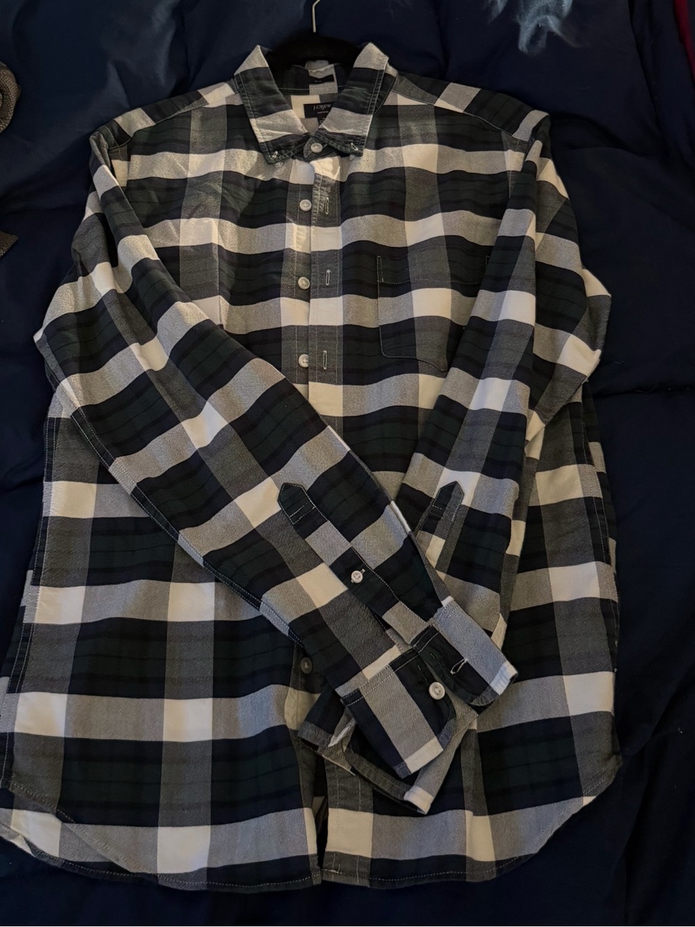 J. Crew Black and White Plaid Cotton Button-Down Shirt